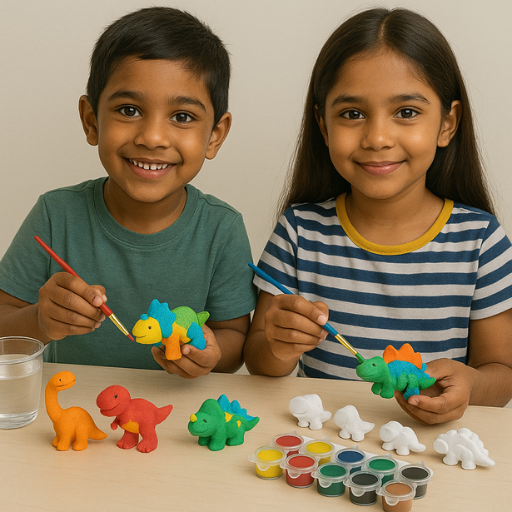 child painting diy dinosaur mold