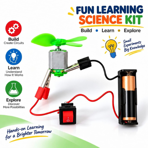 Science project kit for kids with alligator clips and wires