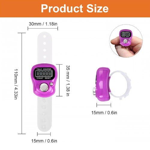 Finger counter machine for chanting mantra size 35 mm with adjustable silicone strap