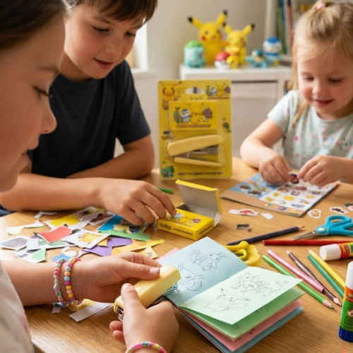 mini-stapler-for-kids-craft-project.webp Kids using mini stapler for school craft project