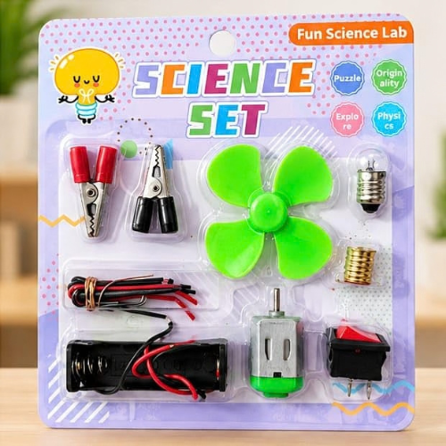 Science Project Kit for Kids – DIY STEM Circuit Kit with Motor, Fan, Bulb & Switch