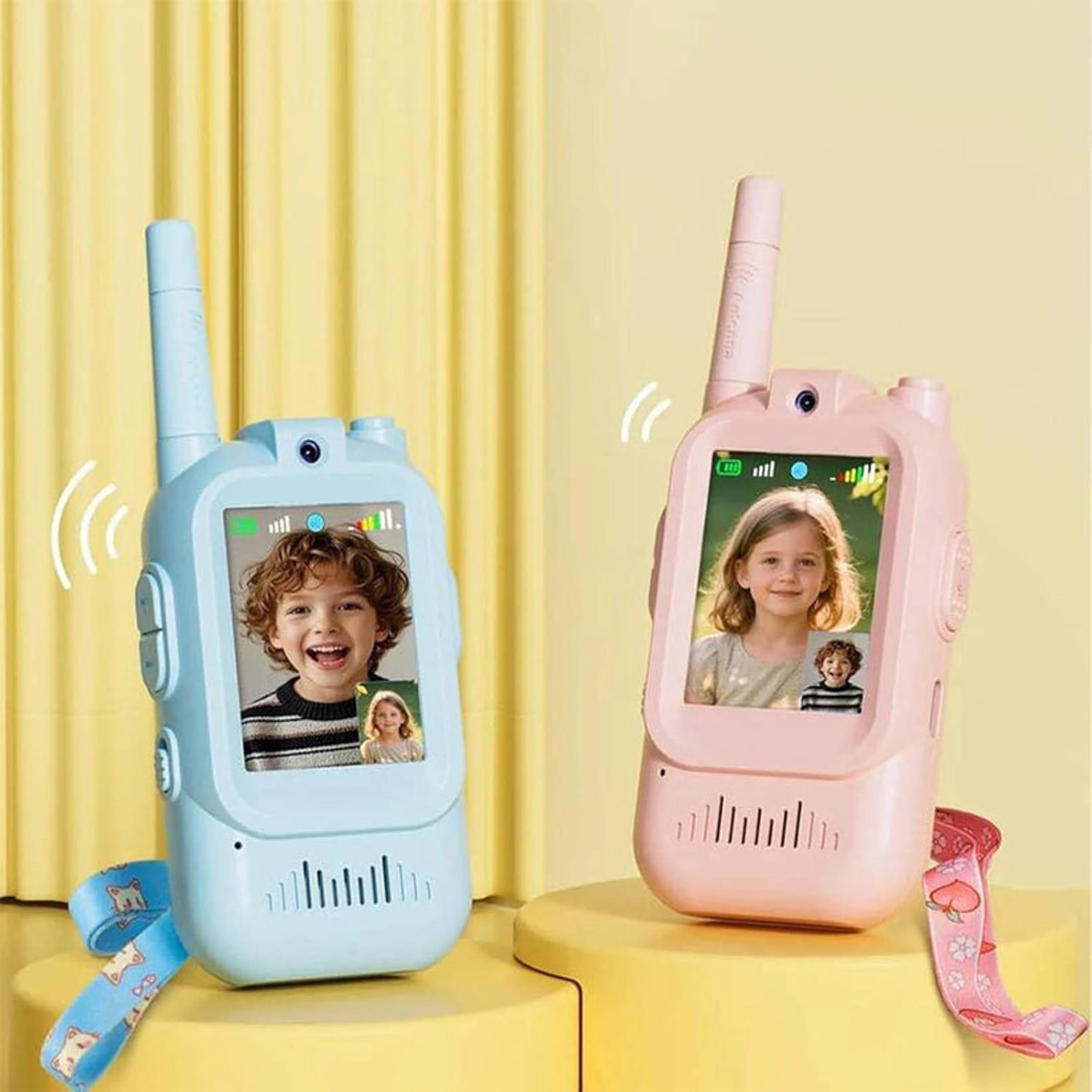 Video Walkie Talkie for Kids – 2 Pack with 2-Inch Screen, Camera & Voice Changer (Up to 1000 ft)